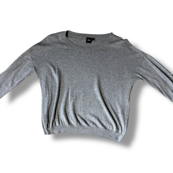 ASOS Light Gray Women's Crew Neck With Black Heart Elbow Patches Long Sl Sweater - Picture 7 of 16